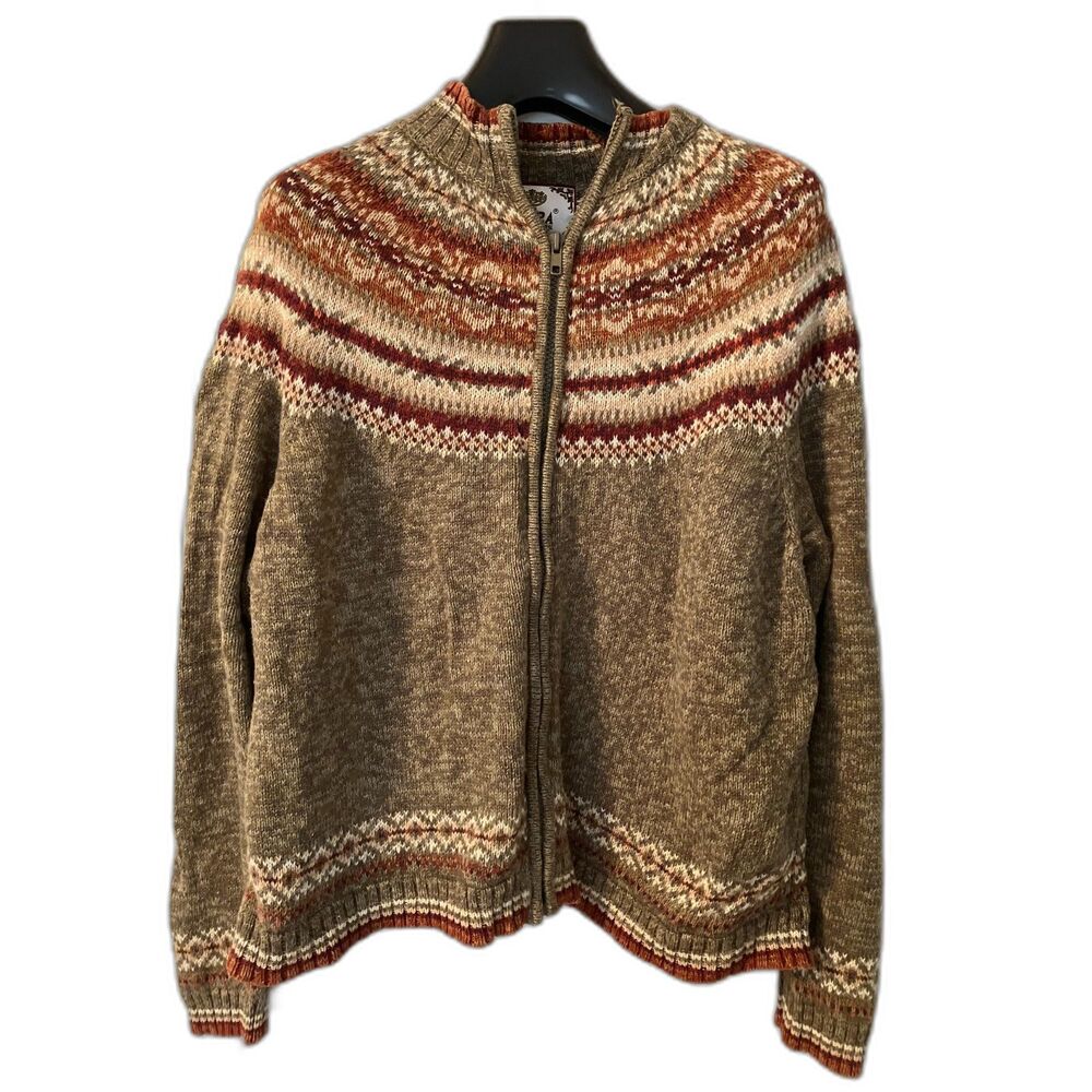 Vintage fair isle zip cardigan